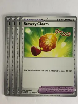 Pokemon TCG Paldea Evolved 4x5 Playsets Bravery Charm 173/193 Near Mint - Image 1