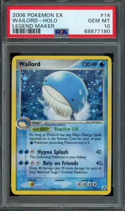 *POP 17* Pokemon Wailord Holo 2006 EX Legend Maker #14 PSA 10 Gem Mint - Image 1