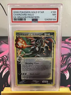 2006 Charizard Gold Star Holo #100/101 Pokemon EX Dragon Frontiers PSA 7 NM - Image 1