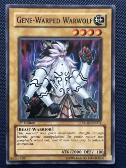 Yugioh Gene-Warped Warwolf STON-EN001 1st Edition Super Rare NM - Image 1