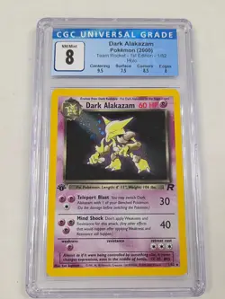 CGC 8 Dark Alakazam Team Rocket 1st Edition 1/82 Holo Pokemon Card - Image 1