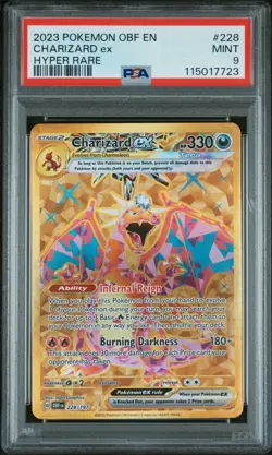 CHARIZARD EX #228 HYPER RARE GOLD FULL ART 2023 POKEMON OBSIDIAN FLAMES PSA 9 - Image 1
