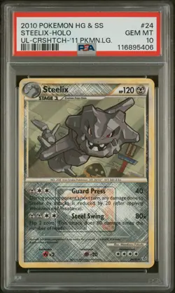 2010 POKEMON HEARTGOLD & SOULSILVER UNLEASHED #24 STEELIX-HOLO PSA 10 - Image 1