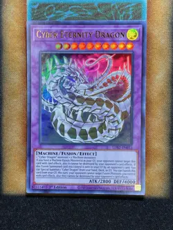 Yugioh Cyber Eternity Dragon LDS2-EN033 Ultra Rare 1st Ed GOLD NM - Image 1