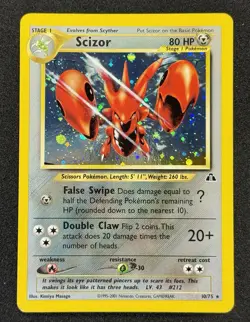 Pokemon TCG Scizor Neo Discovery 10 Holo Unlimited Rare Card LP - Image 1