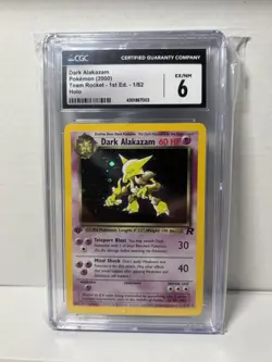 Dark Alakazam Pokemon (2000) 1/82 Team Rocket 1st Edition Holo CGC 6 Card - Image 1