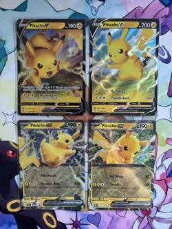 Pokemon TCG Pikachu Lot 2 Pikachu V & 2 Pikachu ex Cards NM - Image 1