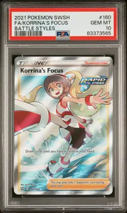 Korrina's Focus - PSA 10 - 160/163 - Full Art Battle Styles Graded Pokemon Card - Image 1