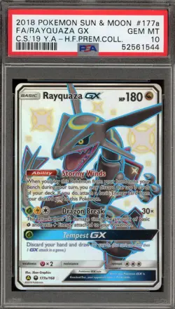 Pokemon Rayquaza GX Hidden Fates Premium Coll. Full Alt Art Promo #177a PSA 10 - Image 1