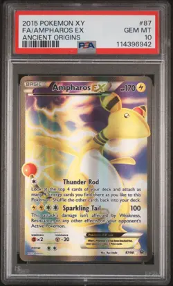 2015 Pokemon XY Ancient Origins Full Art Ampharos EX 87 PSA 10 Gem Mint New Cert - Image 1