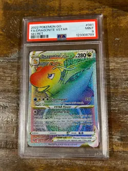 POKEMON 2022 GO DRAGONITE Full Art Vstar Secret Rare #081 PSA 9 Mint RARE 3 - Image 1