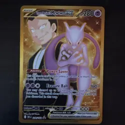 Pokemon Destined Rivals Team Rocket's Mewtwo ex 240/182 Holo Secret Rare Gold NM - Image 1