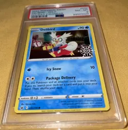 Delibird Snowflake Stamped 2022 Pokemon HOLO (Holiday Calendar) 032/198 PSA 8 MT - Image 3