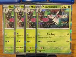 Pokemon TCG Scarlet & Violet Base Meowscarada Holo Rare 015/198 x4 Playset - Image 1