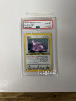 POKEMON DITTO FOSSIL HOLO 1st EDITION. PSA 10 3/62 NM. 1999 - Image 1