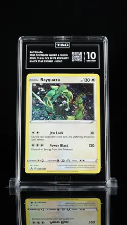 2020 POKEMON BLACK STAR PROMOS COSMOS HOLO #SWSH029 RAYQUAZA TAG 10 - Image 1