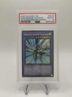 PSA 10 2023 YU-GI-Oh! Gaia The Dragon Champion LOB-EN125 25th Anniversary - Image 1