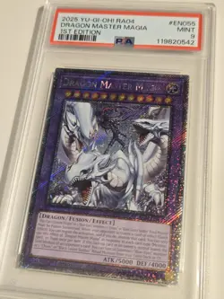 YU-GI-OH! QUARTER CENTURY STAMPEDE Dragon Master Magia RA04-EN055 Platinum PSA 9 - Image 3
