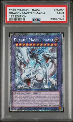 YU-GI-OH! QUARTER CENTURY STAMPEDE Dragon Master Magia RA04-EN055 Platinum PSA 9 - Image 5