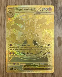Mega Lucario EX 188/132 Hyper Rare Gold Card Mega Evolutions Pokemon TCG NM - Image 1