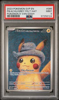 PSA 9 Pokemon Pikachu Grey Felt Hat Promo Card Van Gogh Museum Pokemon Card #85 - Image 1
