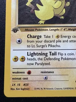 1st Edition Lt. Surge's Pikachu 81/132 Gym Heroes Pokemon Card Rare Near Mint - Image 5
