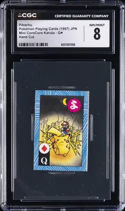 1997 POKEMON PLAYING CARDS JPN MINI COROCORO KARUTA - HAND CUT PIKACHU CGC 8 - Image 1