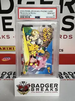 Pikachu & Pichu Pokemon Center JR Kikaku Phone Card (2000) Horizontal - PSA 10 - Image 1