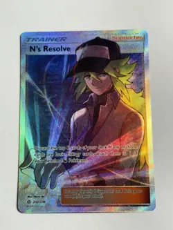 Pokemon N's Resolve Cosmic Eclipse Ultra Rare Full Art SM Holo Card 232/236 - Image 1