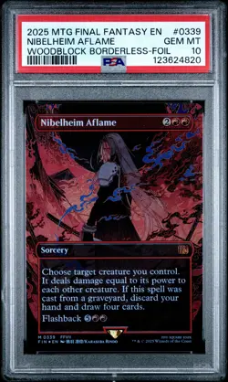 4820 Nibelheim Aflame 2025 MTG Final Fantasy #0339 Woodblock Foil PSA 10 - Image 1