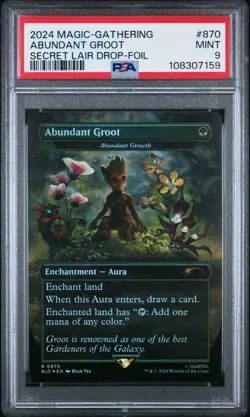 2024 Magic MTG Marvel Abundant Groot #0870 Secret Lair Drop Series Foil PSA 9 - Image 1