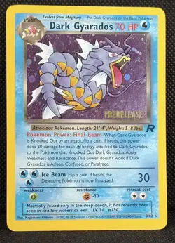 2000 Pokemon TCG Rocket Dark #8/82 Gyarados Prerelease WOTC Black Star Promo LP! - Image 1