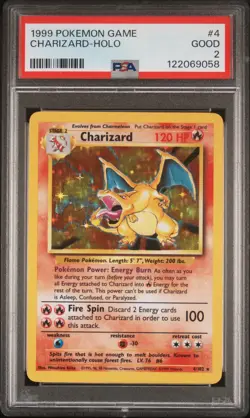 1999 POKEMON BASE SET UNLIMITED #4 CHARIZARD-HOLO PSA 2 - Image 1