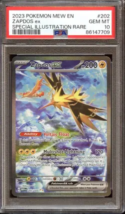 PSA 10 GEM MINT ZAPDOS EX SPECIAL ILLUSTRATION RARE 202/165 2023 POKEMON TCG - Image 1