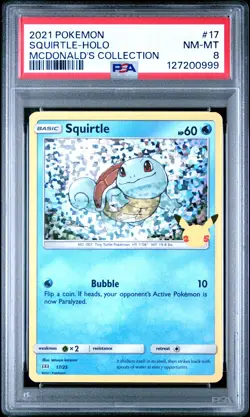 2021 POKEMON MCDONALD'S COLLECTION #17 SQUIRTLE-HOLO PSA 8 - Image 1