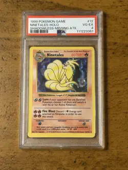 1999 Pokemon Ninetales Holo Shadowless Missing Attack No Damage Error #12 PSA 4 - Image 1
