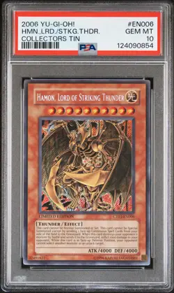 2006 YU-GI-OH! COLLECTORS TIN #EN006 HAMON, LORD OF STRIKING THUNDER PSA 10 - Image 1