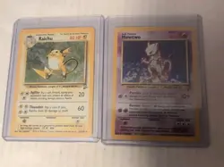 MEWTWO and RAICHU, Pokemon Base Set 2 HOLO Card Lot Of 2 Beautiful Condition - Image 1