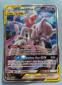 Mewtwo & Mew GX SM191 Promo Full Art Holo & Bonus Charizard EX Pokemon Cards!! - Image 1