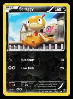 Scraggy 85/135 Reverse Holo Plasma Storm Pokemon Card - Image 1