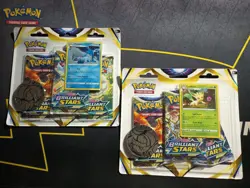 2 Pokemon Brilliant Stars Leafeon Glaceon Promo 3 Booster Pack Blister Card Lot - Image 1