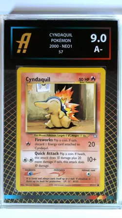 Pokemon Card Cyndaquil (57) Neo Genesis Graded Ambr 9.0 Yellow and Black Pattern - Image 1