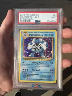 2016 POKEMON XY EVOLUTIONS #25 Poliwrath HOLO CARD PSA 9 MINT - Image 1