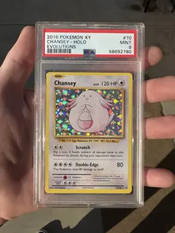 2016 POKEMON XY EVOLUTIONS #70 Chansey HOLO CARD PSA 9 MINT - Image 2