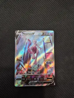 MEWTWO V (ALTERNATE FULL ART) 072/078 POKEMON GO HOLO PERFECT CONDITION CARD - Image 1