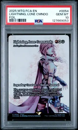 2025 MTG FINAL FANTASY: THROUGH THE AGES FOIL LIGHTNING, LONE COMMANDO PSA 10 - Image 1