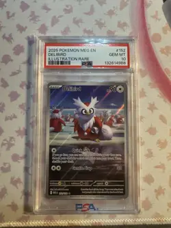 2025 POKEMON MEG EN DELIBIRD ILLUSTRATION RARE #152 PSA GEM MT 10 - Image 1
