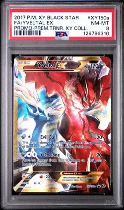 2017 POKEMON XY BLACK STAR PROMO PREM TRAINER XY COLL FULL ART/YVELTAL EX PSA 8 - Image 1