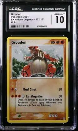 Pokemon Groudon 102/101 Holo Secret Rare EX Hidden Legends CGC 10 GEM MINT - Image 1