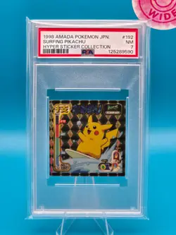 PSA 7 - 1998 AMADA POKEMON JAPANESE HYPER STICKER COLLECTION 192 SURFING PIKACHU - Image 1